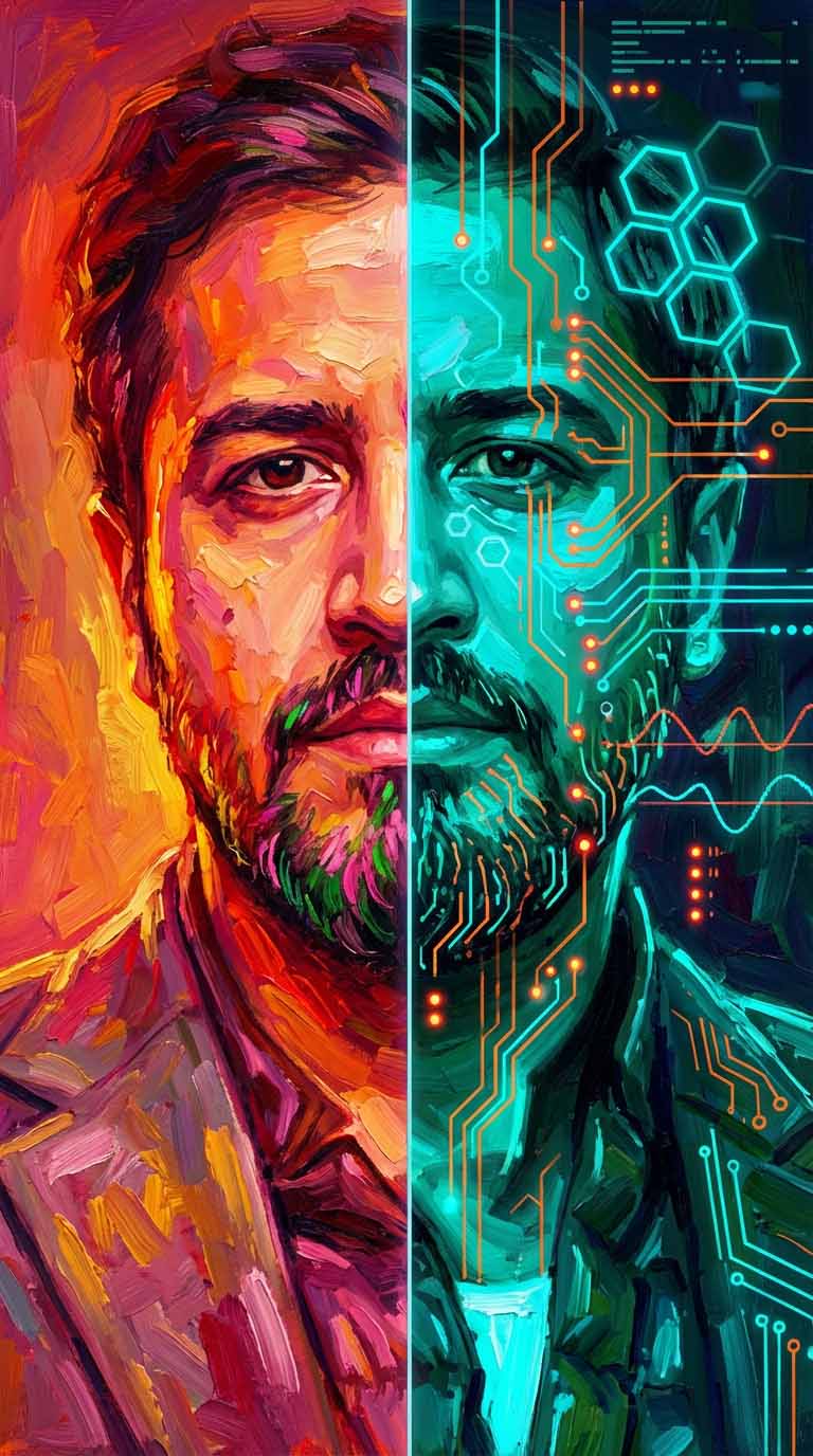 پرامپت هوش مصنوعی پرامپت ترکیب نقاشی دیجیتال و کلاسیک - تصویر AI تولیدشده با هوش مصنوعی | عکسومی